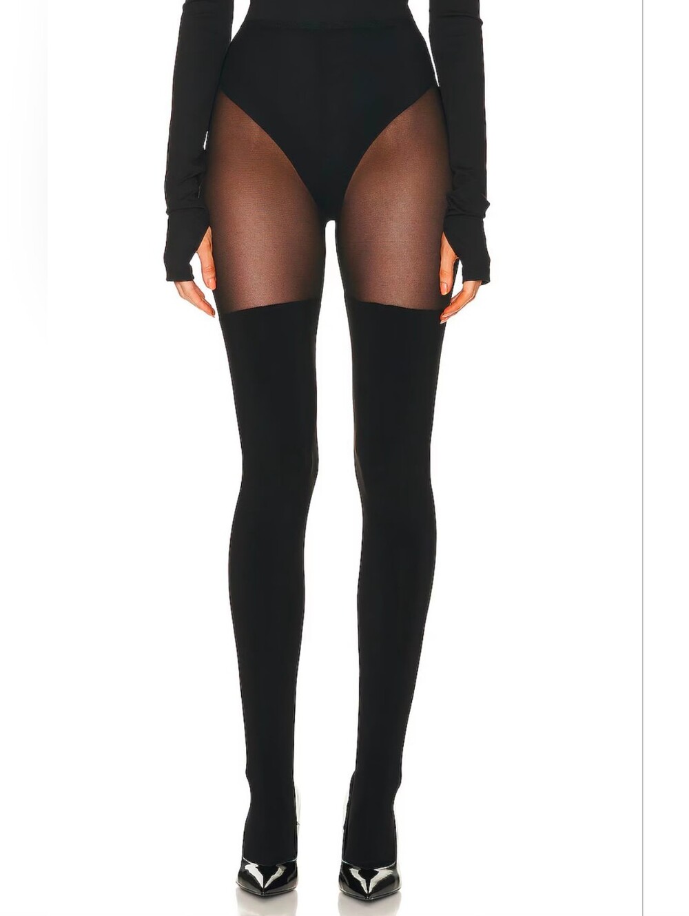 Norma Kamali Thigh-High Spliced Leggings